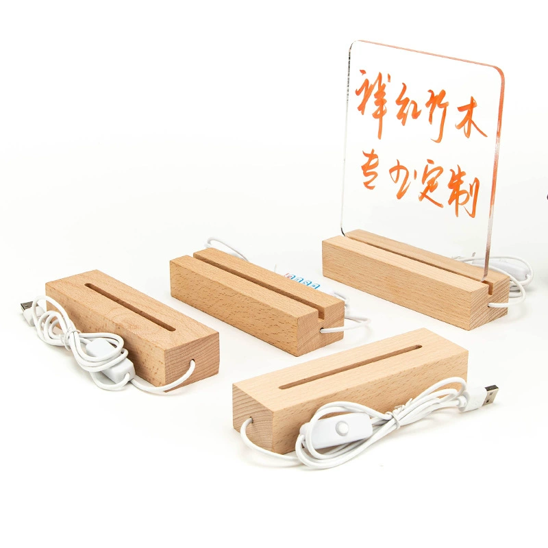LED night light, wooden base, acrylic lights
