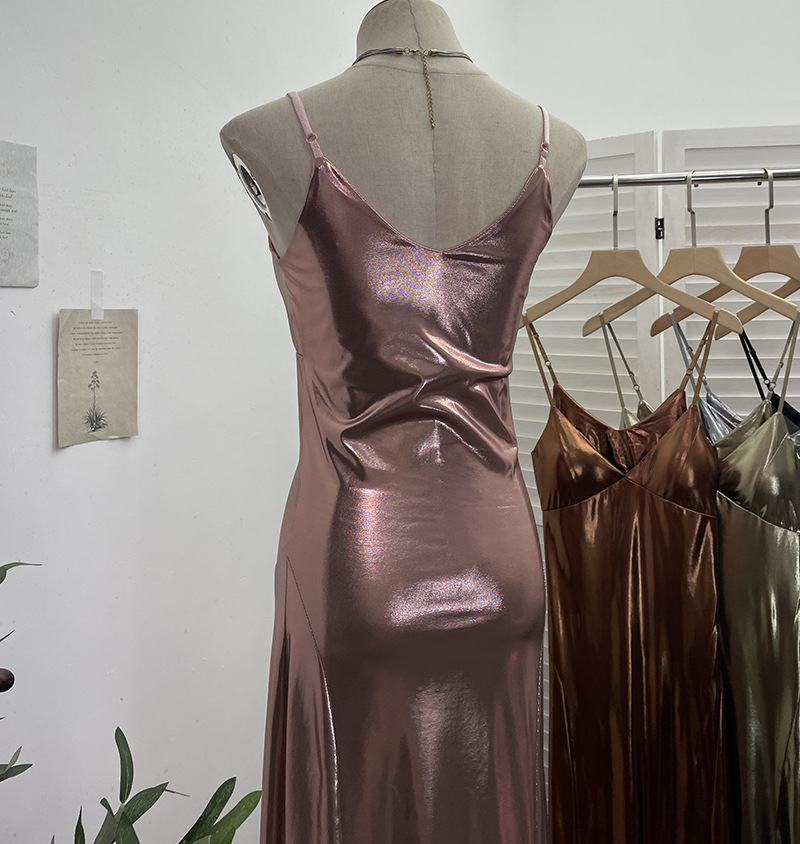 Sexy Liquid Metal Color Sling Dress with Chest Pad Dress 31 Sexy Liquid Metal Color Sling Dress with Chest Pad Dress