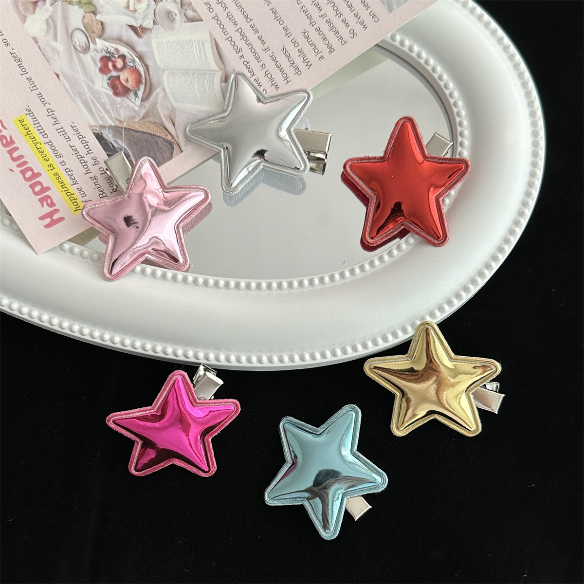 Women's Simple Style Pentagram Pu Leather Hair Clip display picture 1