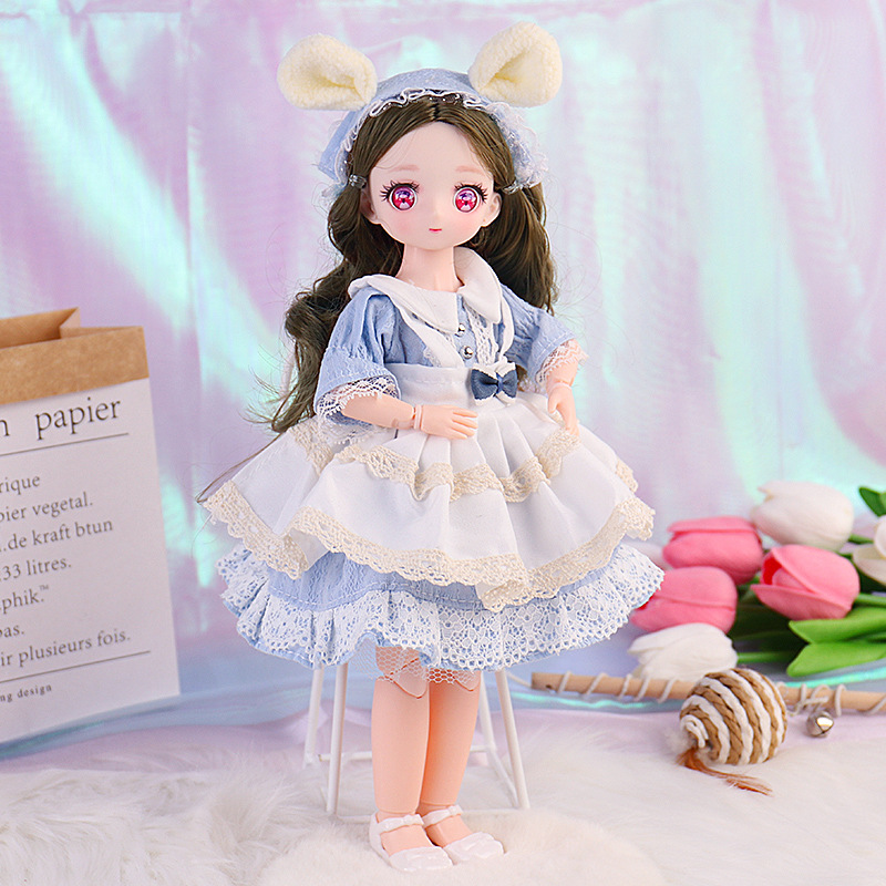 6 puntos 30cm muñeca bjd pequeña princesa niña Regalo de Cumpleaños jugar casa juguete al por mayor estrella Delu muñeca