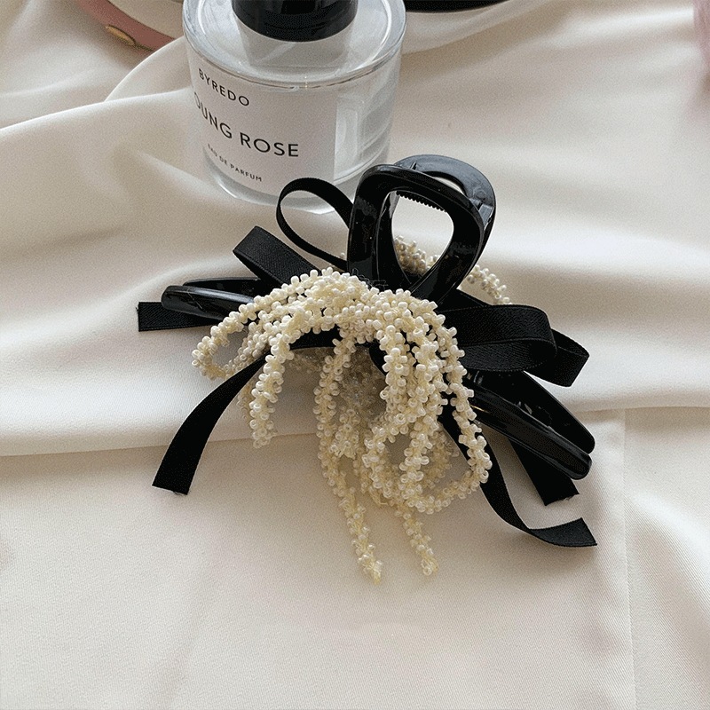 Grampo de cabelo estilo coreano, grampo de cabelo estilo francês, borla, pérola, grampo de cabelo feminino, grampo de tubarão, acessórios elegantes para cabelo_voghion.com