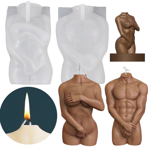 Human body silicone mould diy simulation portrait shy female holding hands male scented candle crady home decor Silicone mold