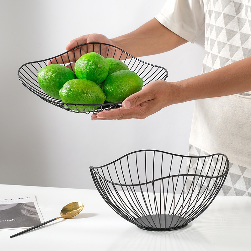 金属フルーツバスケット鉄芸果物皿北欧ins風家庭収納用品スナックバスケット幾何学収納バスケット|undefined