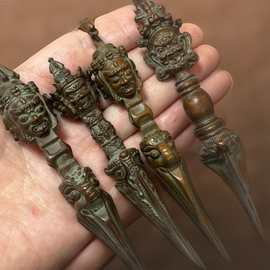 玉之星铜器 藏传尼泊尔金刚杵 三面普巴 金刚杵 金刚橛 降魔杵