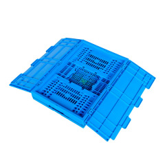 A5L大號鏤空底長方形帶蓋可摺疊式塑料蔬菜水果物流運輸周轉筐箱