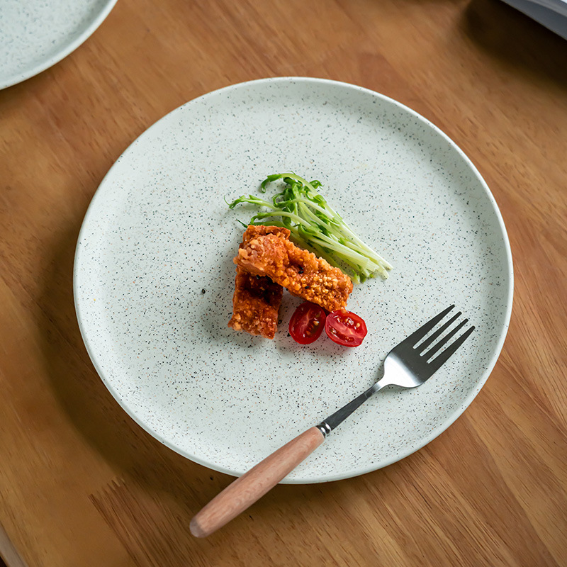 Plato de cerámica esmalte de sésamo retro platos de comida occidentales platos de ensalada platos de platos caseros platos de desayuno grande