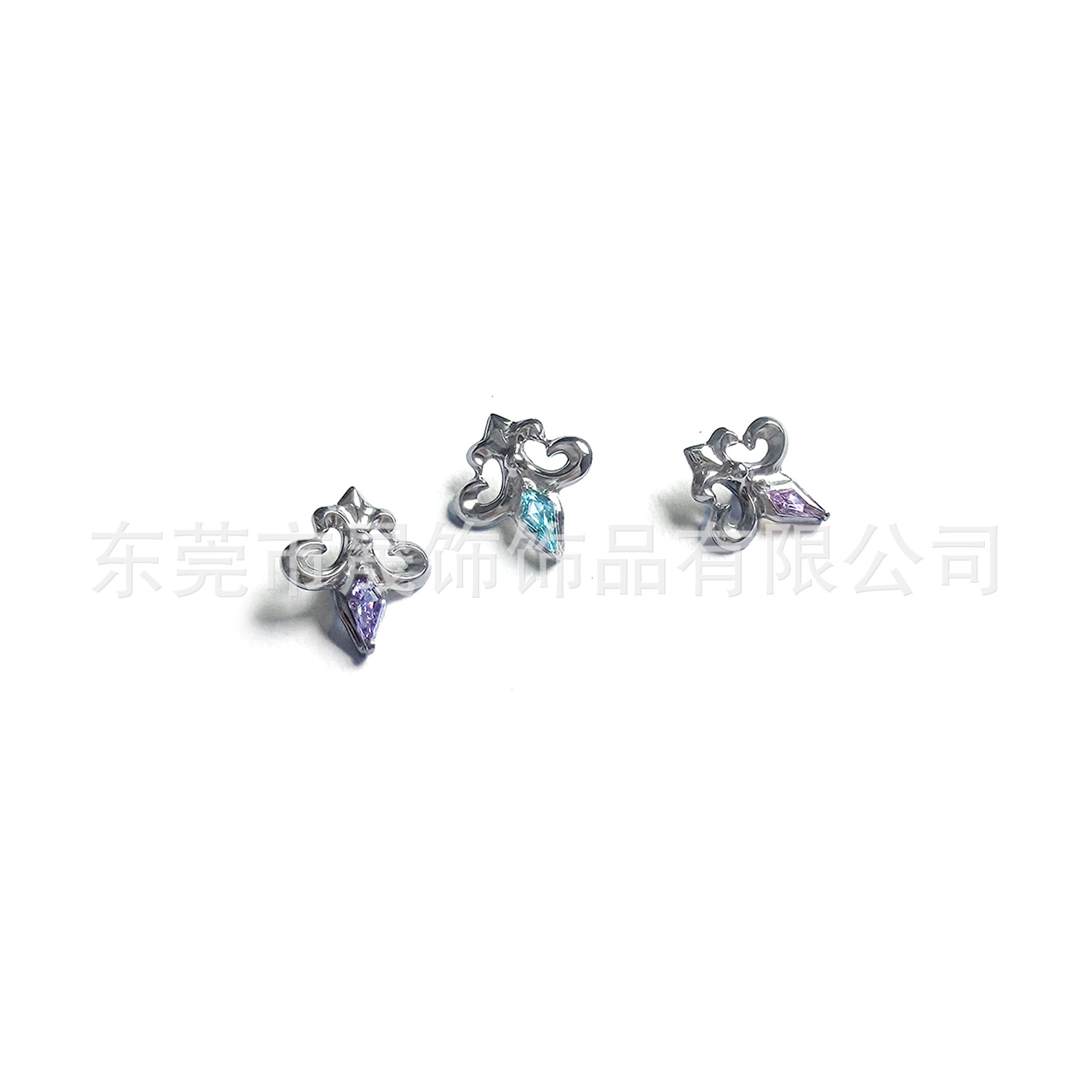F136钛合金风筝石鸢尾花耳钉G23钛内螺纹锆石唇钉舌钉穿孔饰品头