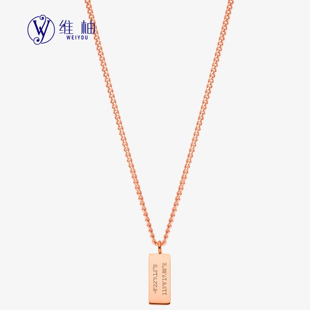 Engraved Stainless Steel Bar Necklace Personalized Custom Name_voghion.com