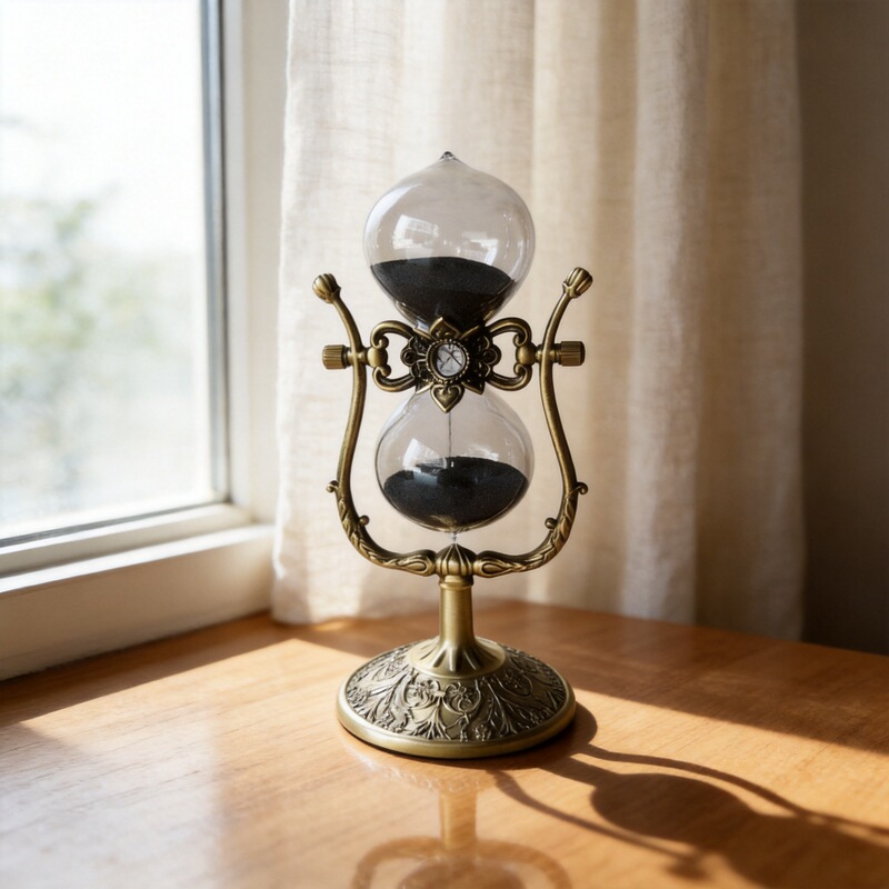 Bronze-Colored U-Shaped Hourglass Handmade Ornament with a High-End Feel, Personal Gift, Craft Hourglass Timer, Travel Souvenir