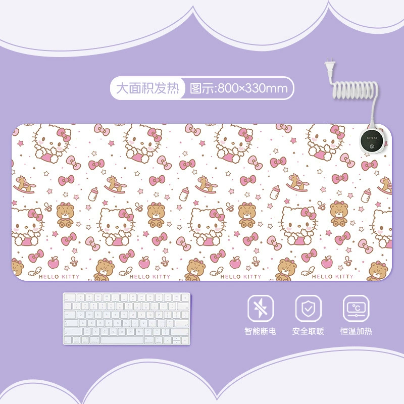 Hello kitty, table mat writing, table teaching laptop, mouse