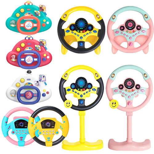 Co-pilot vertical steering wheel toy simulation car children's early education learning machine cross-border back seat toy