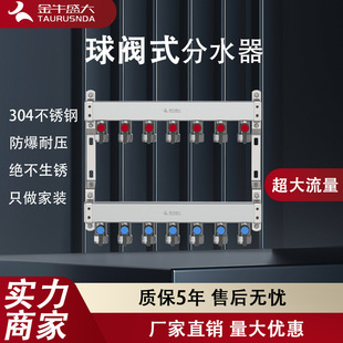 Stainless Steel Floor Heating Water Distributor New Model 304 Stainless Steel Thickeneded and Durable Genuine Large Flow Anti-Blocking 7-Way Water Distributor