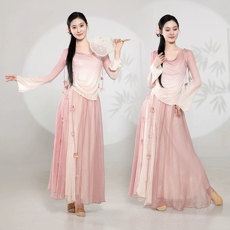 Новый классический танцевальный градиентный сказочный струящийся китайский костюм для выступлений и художественных экзаменов.
