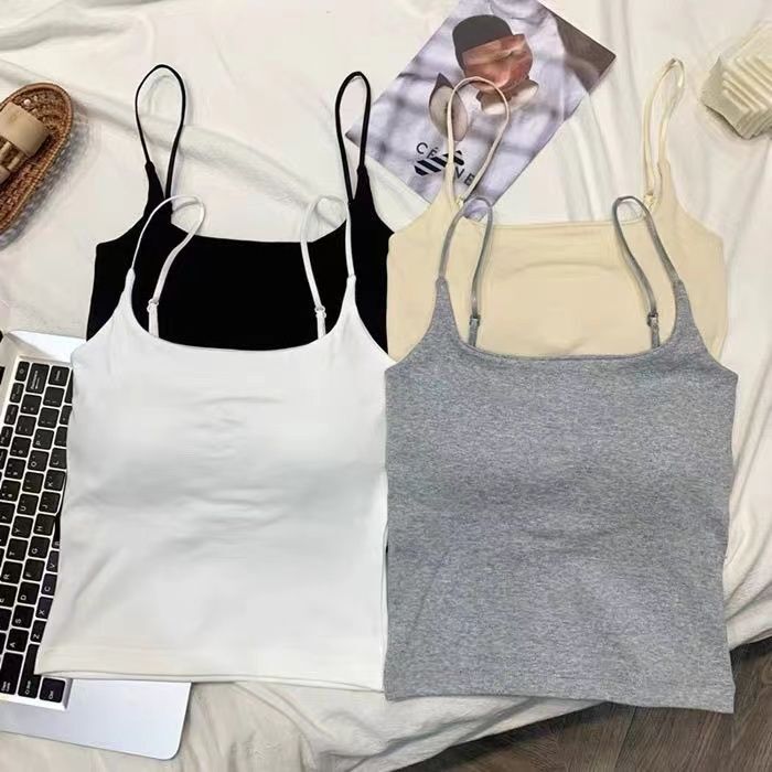 702 # Thin Shoulder Straps, Small Camisole for Women with Breast Pads, Adjustable Shoulder Straps, Comfortable Outer Wear and Inner Wear for Girls