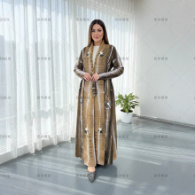 中东长袍女阿拉伯女裝三宅褶皱渐变印花长外套沙特迪拜压褶abaya