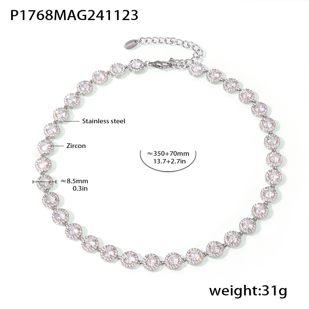El amor de Zhao Zhao Zirconium brillante empalme pulsera collar ligero temperamento lujoso mujer color transfronterizo conjunto de joyas de acero de titanio