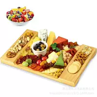 Бамбуковая квадратная десертная тарелка для фруктов, кухонная тарелка для сыра, декоративная тарелка из массива дерева с разделителями для закусок