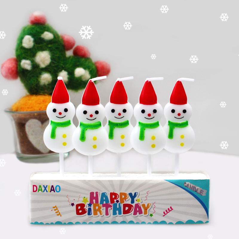 Pastel de cumpleaños transfronterizo velas de Navidad 5 traje de Santa Claus muñeco de nieve árbol decoración para hornear velas de cumpleaños