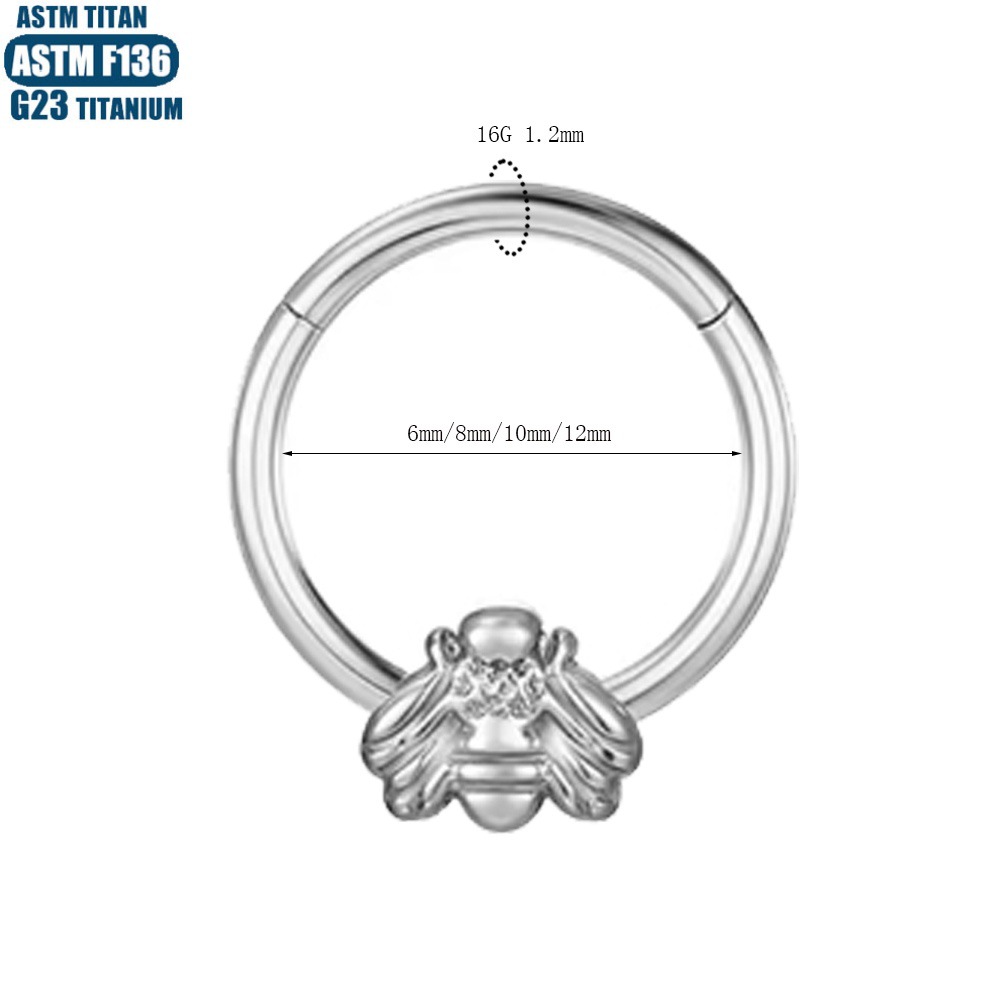 F136 Titanium Piercing Nasal Ring Feather Bee Snake Septum Seamless Ring Tragus Earring detail image 18