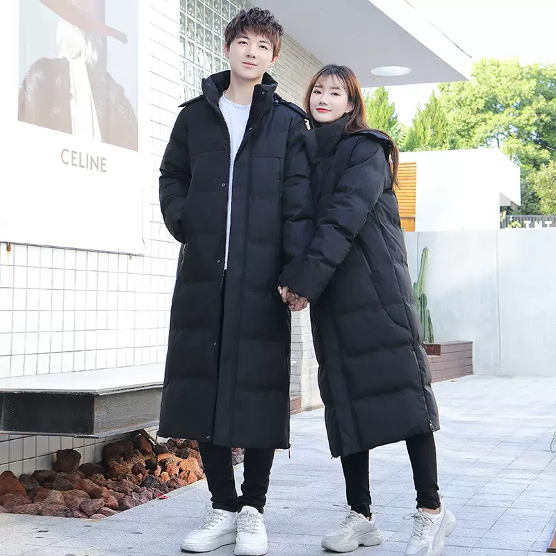 秋冬季新款棉服男女同款宽松加厚保暖长款过膝休闲百搭棉衣男外套