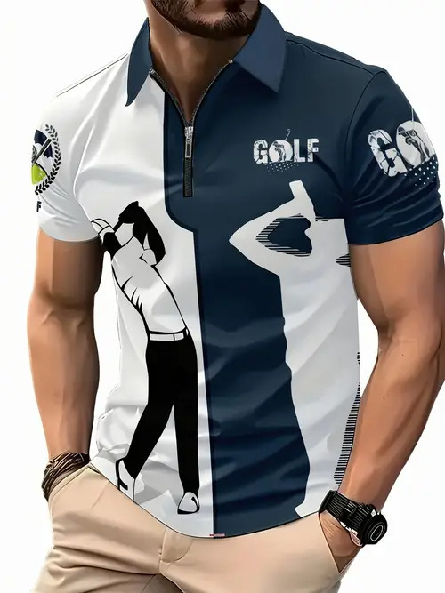 Transfronterizo 2025 nuevo estilo Amazon tendencia de la moda europea y americana casual todo-fósforo botón de manga corta camisa POLO impresión 3D
