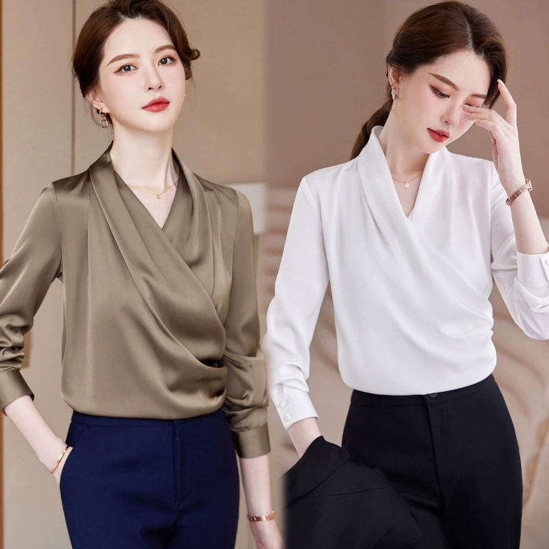 Рубашка с длинными рукавами и уксусной кислотой, женское Деловое платье, вечернее платье, пригородный женский костюм, рабочая одежда, темпераментная Модная рубашка, Топ