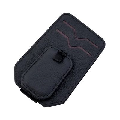 Multifunctional car glasses clip car glasses frame leather car sun visor storage box car sunglasses clip card holder (Car Glasses Clip/Bill Clip) - black