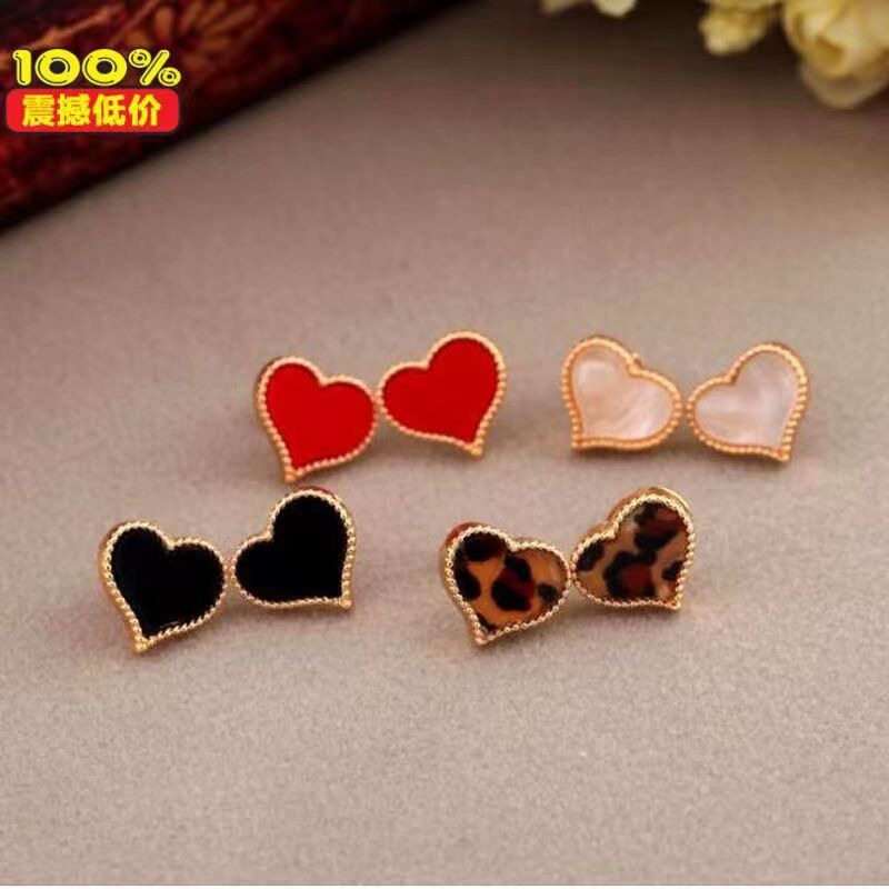 Korean Style Heart Red Earrings Korean Style Cute Simple Bow Fashion Personalized Earrings