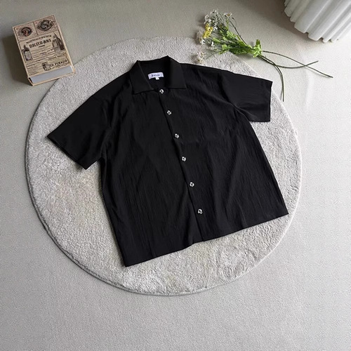 Silky Drape Short-Sleeve Cleanfit Shirt for Men - Summer Eternal Flower Series - High-End Crepe Tencel Blended Texture