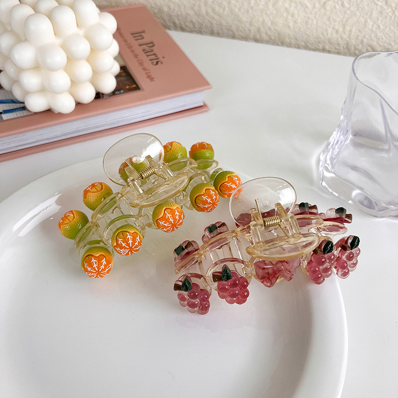 Cute Orange Grape Fashion Hair Clip Acrylic Hair Accessories display picture 2