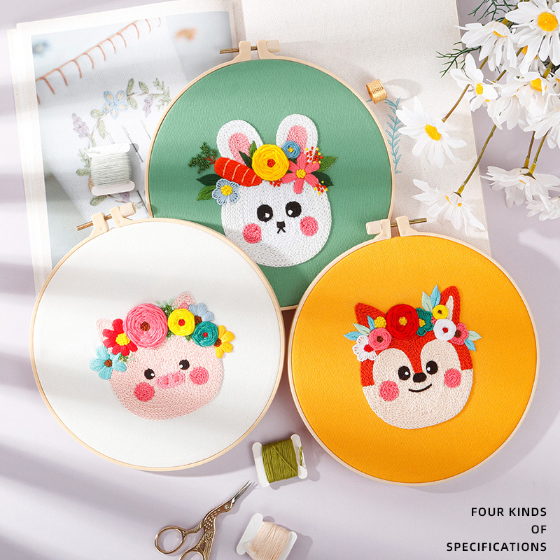 Nuevo original DIY bordado hecho a mano paquete material abstracto europeo animal Fox Tiger costura traje inglés