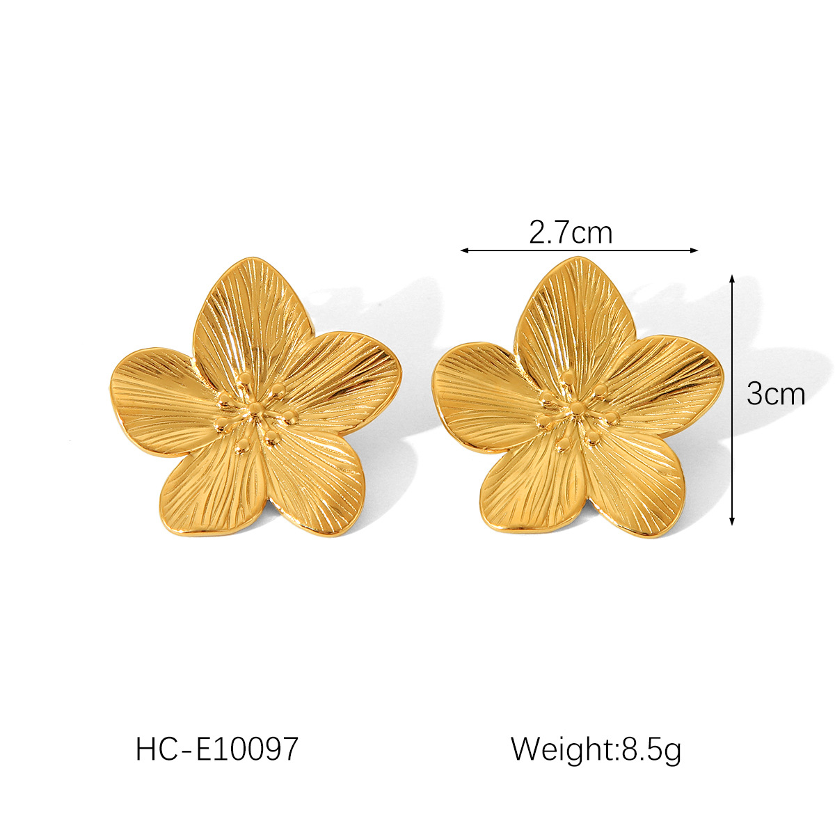 Flower Pattern PVD Coated 18K Gold Real Gold Plated Flower 304 Stainless Steel Vintage Style Waterproof Non Tarnish Drop Earrings Ear Studs