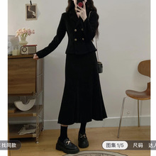 女装冬季新款套装女灯芯绒收腰外套+半身裙两件套2025 广州十三行