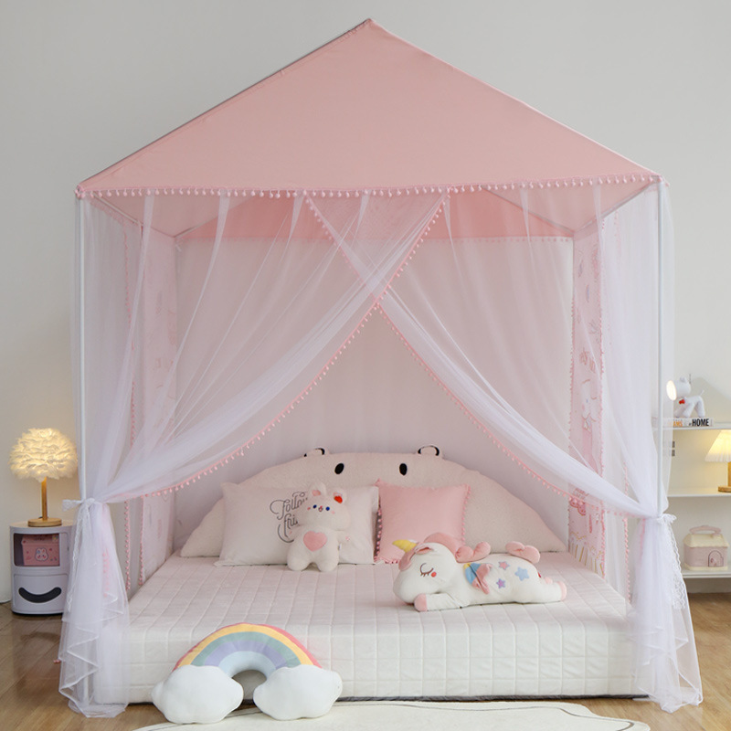 Ki9S New Kidsren's Bed Mosquito Net Girl Princess Style Tent Mosquito Net Home Bedroom Bed Curtain Floor-Standing Mosquito Net