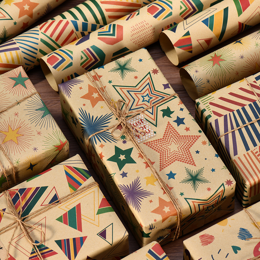 Amazon nuevo papel kraft retro embalaje de regalo de cumpleaños de San Valentín paquete de papel de embalaje al por mayor