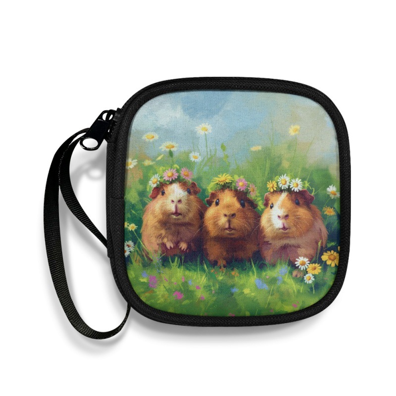 跨境货源耳机收纳包小拉链包铁零钱包 可印刷耳机包可爱仓鼠蝴蝶