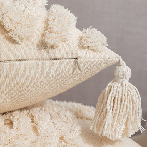 Cross-border hot selling bohemian Moroccan cotton tufted embroidered throw pillow cover ins sofa cushion tassel cushion cover