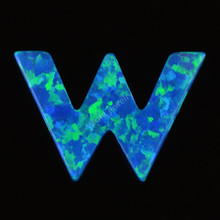 现货或订 做合成火欧泊W字母形澳宝裸石 蓝培植蛋白石带孔银饰链