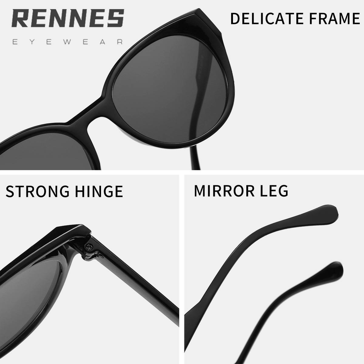 2024 nuevo europeo y americano gran marco redondo ojo de gato moda todo-fósforo gafas de sol moda personalizada gafas de sol