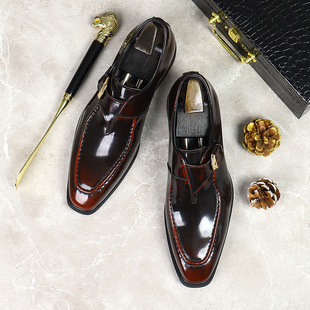 [Big Sale] Leather Shoes Men's Fashion Business Casual Shoes Cowhide Genuine Leather Patent Leather Shiny Loafers Formal Leather Shoes for Men