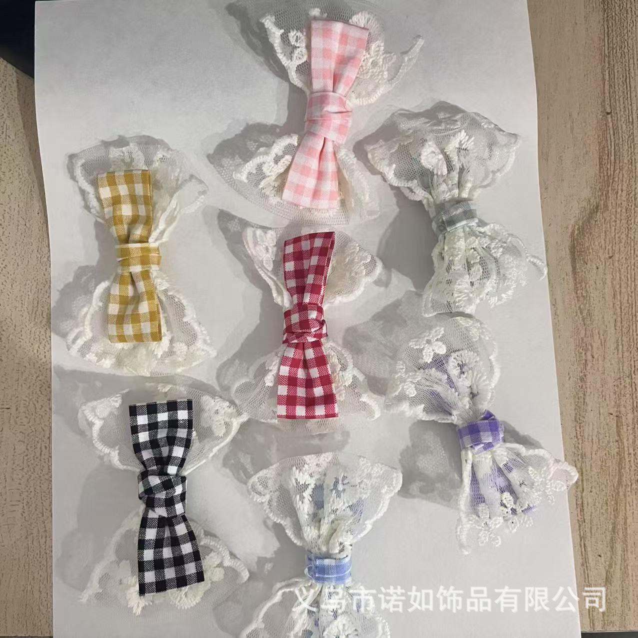 diy蕾丝格子布艺辅料花边蝴蝶结配件手机壳鞋花袜子服装配饰批发