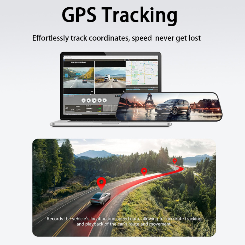 新しい 9.66 インチ 4K フルスクリーン Wi-Fi ドライブレコーダー バックミラー GPS ストリーミング HD ナイトビジョン ダッシュカム|undefined