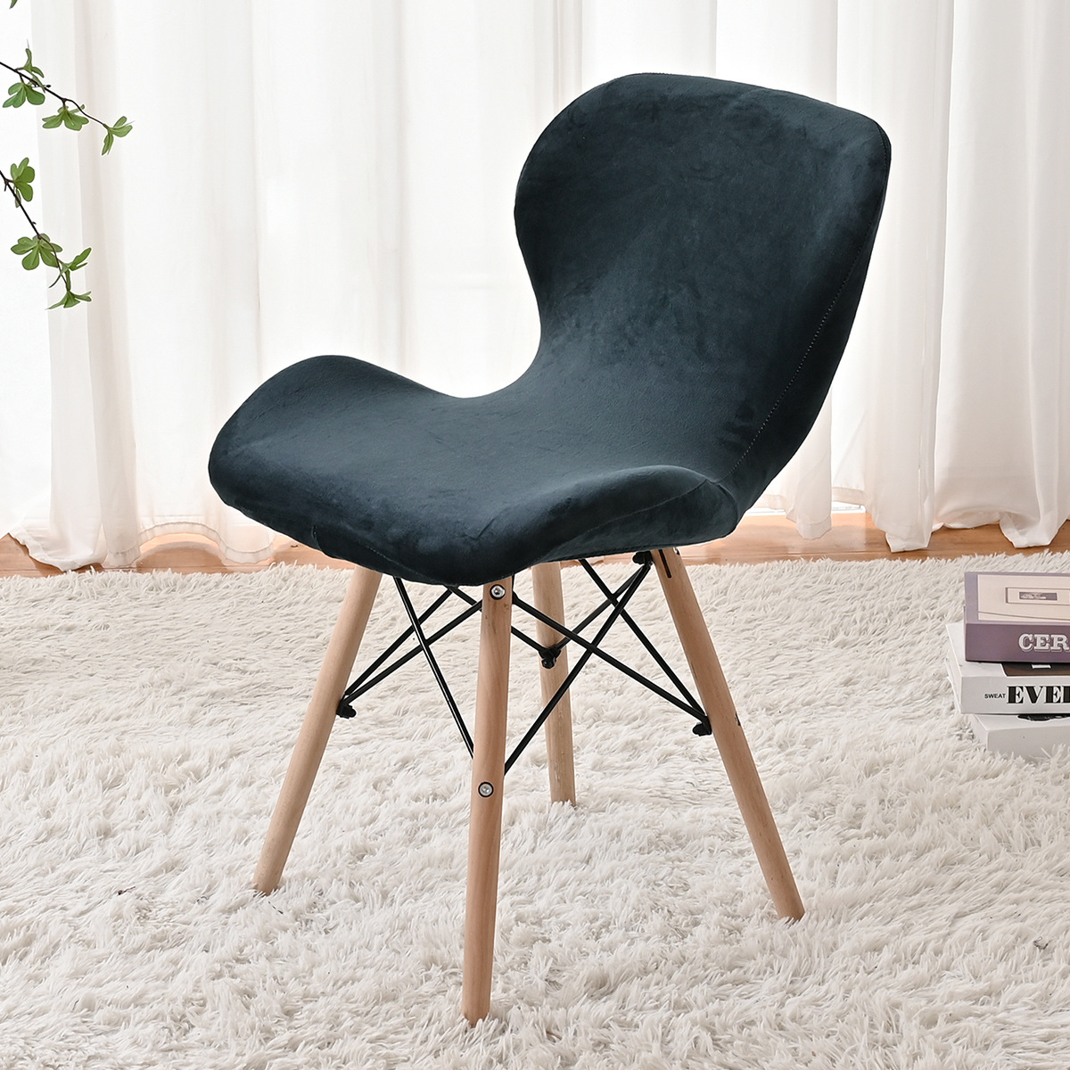 Funda para silla de mariposa de terciopelo de zorro plateado elástica de punto transfronterizo a prueba de polvo Funda para silla de mariposa de terciopelo grueso de color sólido universal