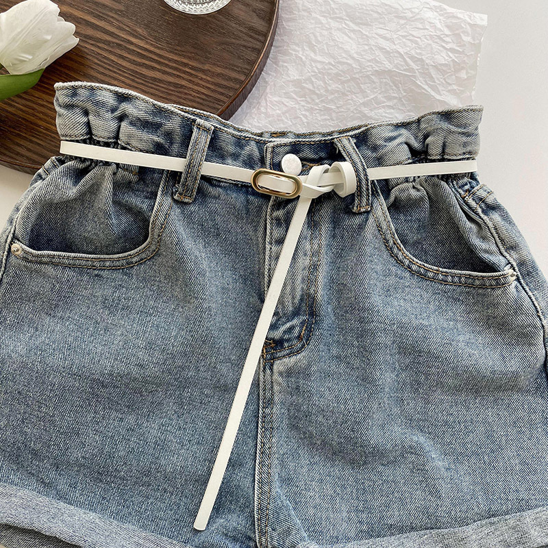 Nuevo cinturón de mujer hebilla cuadrada cinturón sin agujeros camisa de vestir de moda de mujer Cinturón fino de todos los partidos cinturón ajustable pantalones cinturón