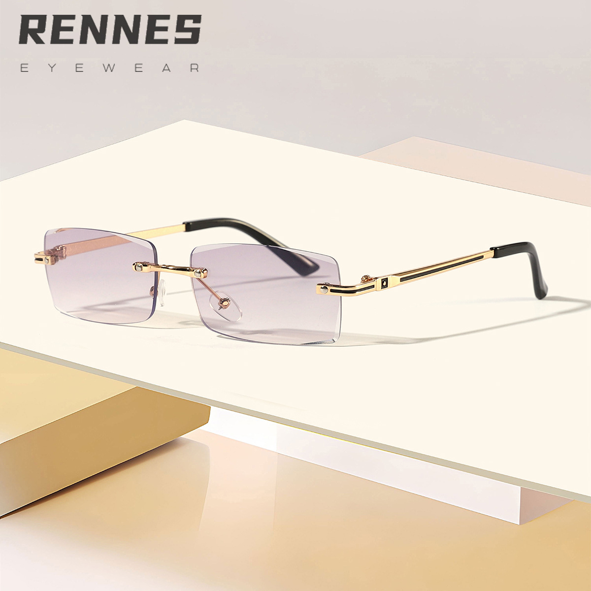 Nuevas gafas anti-azul rectangulares sin montura de metal retro transfronterizas para hombres y mujeres gafas de marco de miopía de negocios Glasses