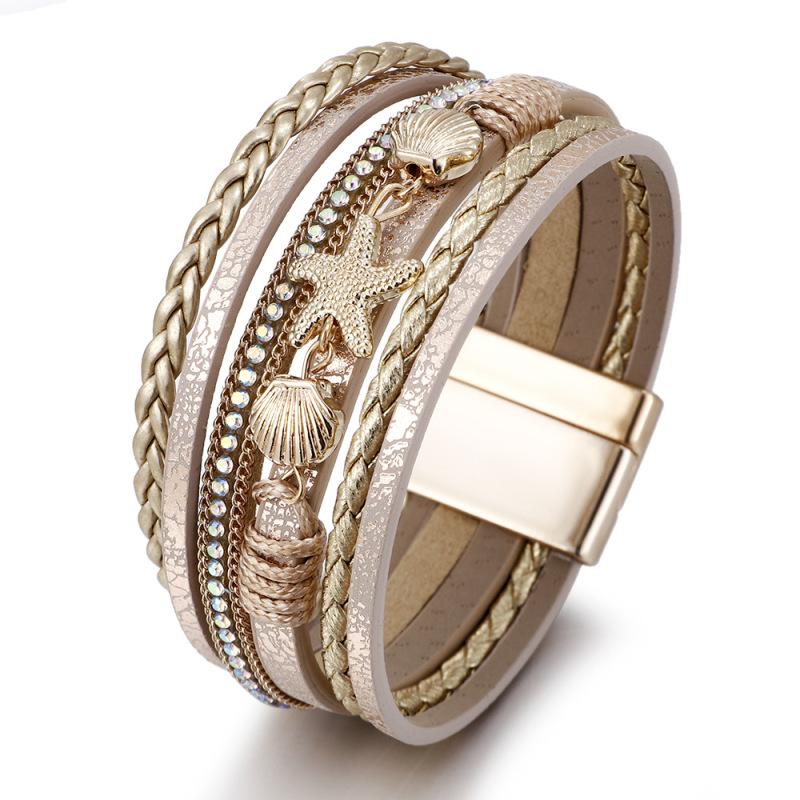 Amazon's New Summer Starfish Shell Bracelet for Women Hand-Woven Leather Bohemian Bracelet in Stock Amazon's New Summer Starfish Shell Bracelet for Women Hand-Woven Leather Bohemian Bracelet in Stock