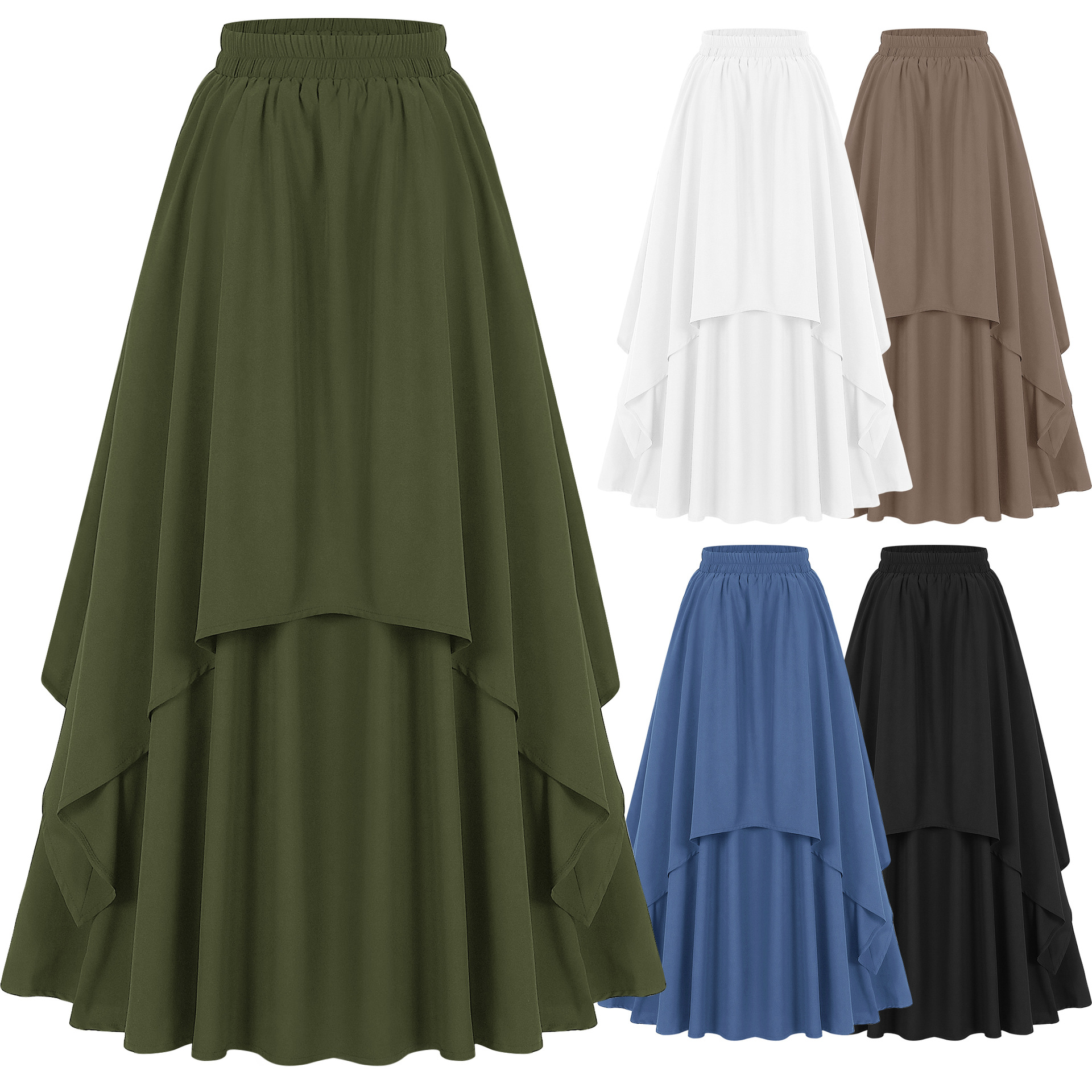 跨境歐碼大碼外貿女式復古哥特式維多利亞風格裙文藝復興短裙