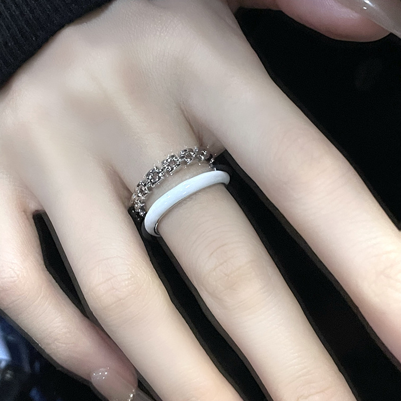 Fashion Geometric Copper Enamel Zircon Open Ring 1 Piece