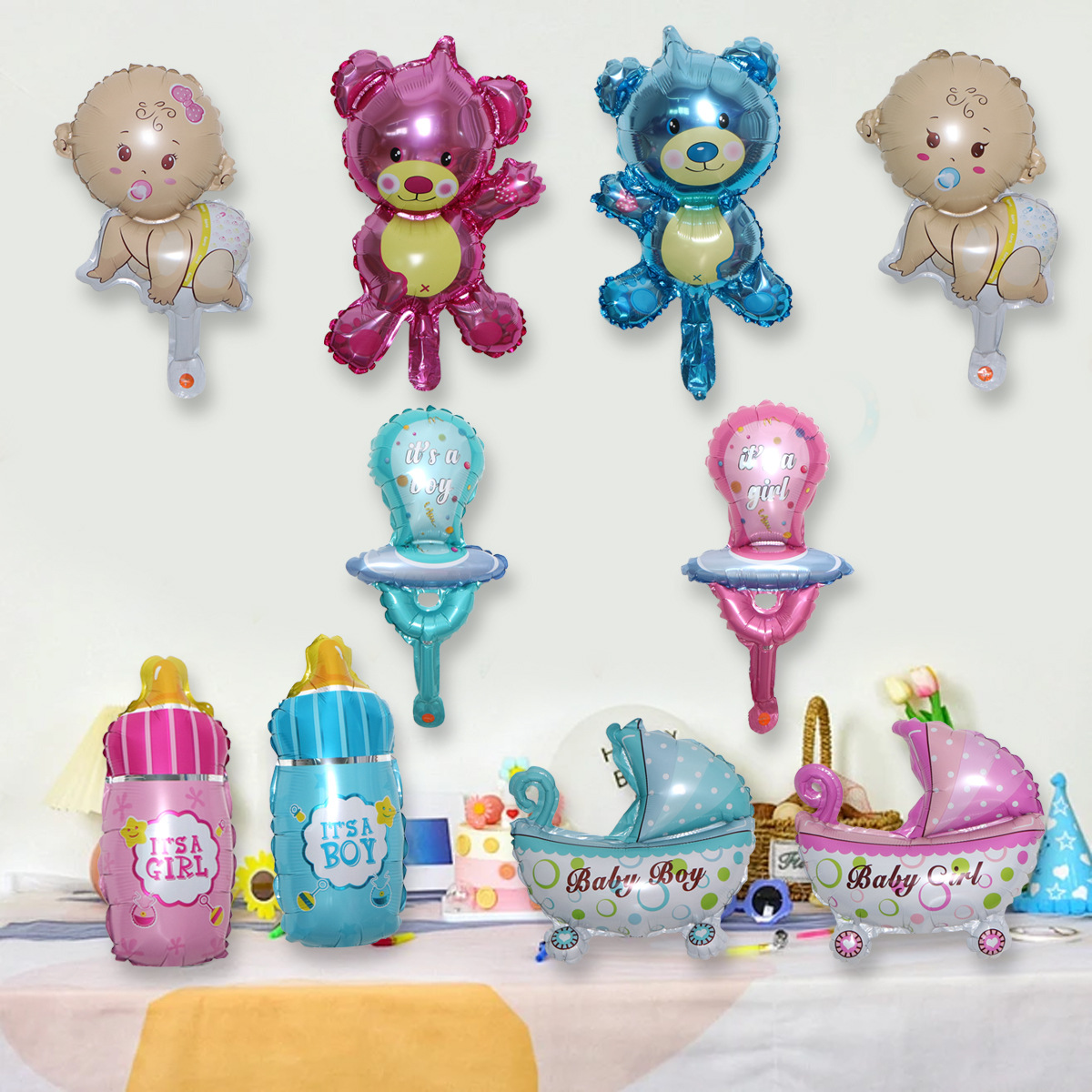 Mini globo de película de aluminio de dibujos animados transfronterizos, cumpleaños del bebé, fiesta de luna llena, decoración de la escena, accesorios fotográficos, globos