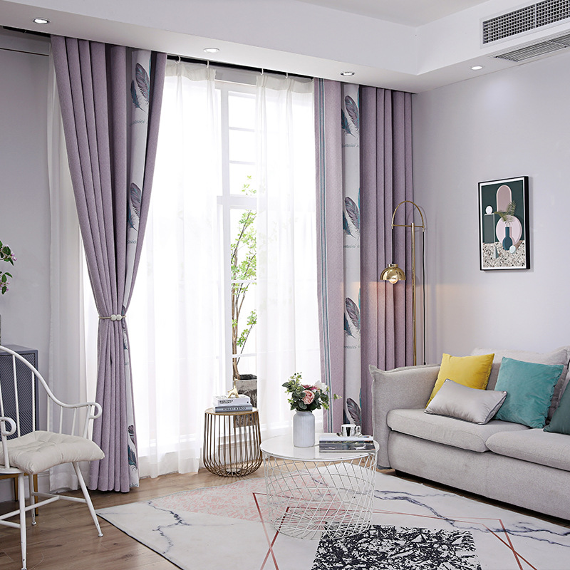 厂家批发北欧简约现代无缝拼接窗帘 加厚羊绒遮光窗帘 可定制成品|ms